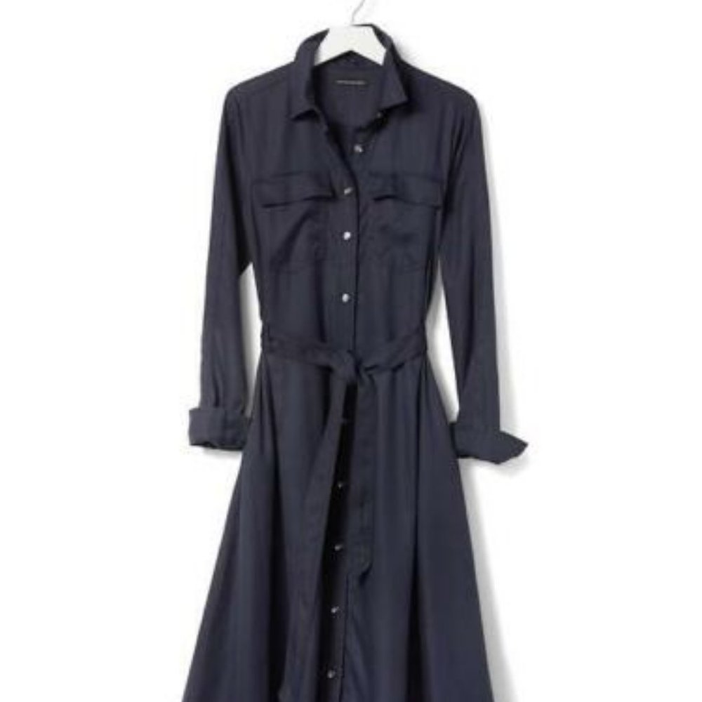 Banana Republic Navy Midi Shirtdress